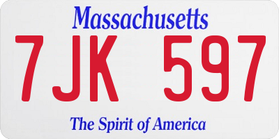 MA license plate 7JK597