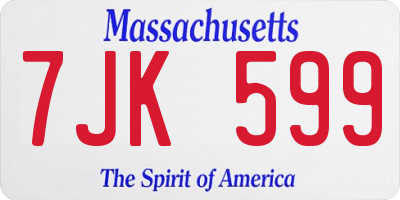 MA license plate 7JK599