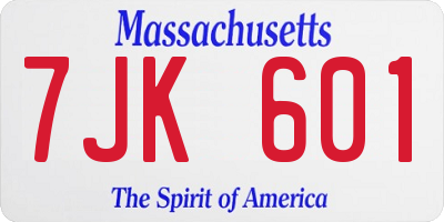 MA license plate 7JK601
