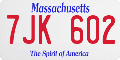 MA license plate 7JK602