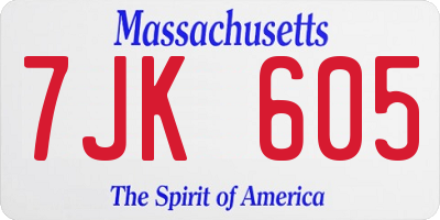 MA license plate 7JK605