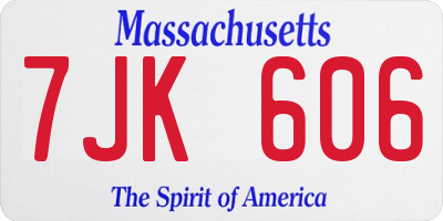 MA license plate 7JK606