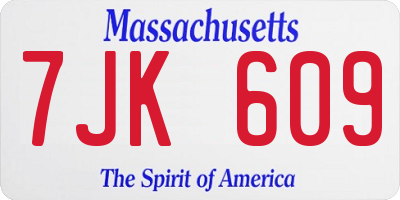 MA license plate 7JK609
