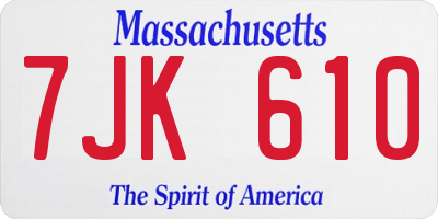 MA license plate 7JK610