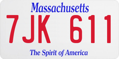 MA license plate 7JK611