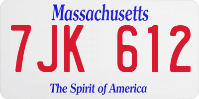 MA license plate 7JK612