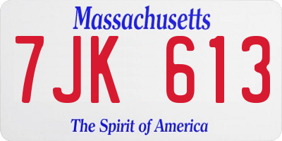 MA license plate 7JK613
