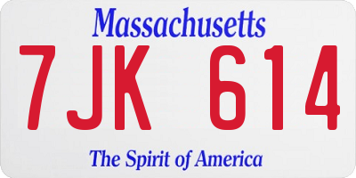 MA license plate 7JK614