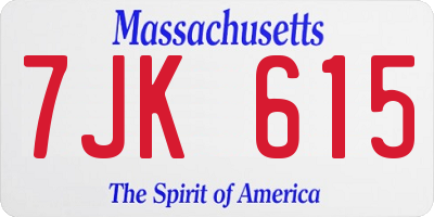 MA license plate 7JK615
