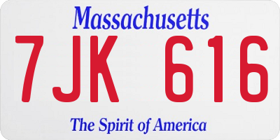 MA license plate 7JK616
