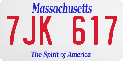 MA license plate 7JK617