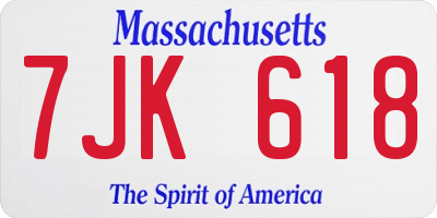 MA license plate 7JK618