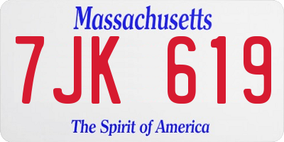 MA license plate 7JK619