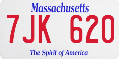 MA license plate 7JK620