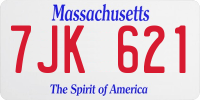MA license plate 7JK621