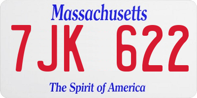 MA license plate 7JK622