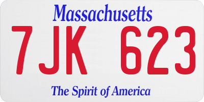 MA license plate 7JK623