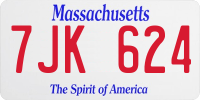 MA license plate 7JK624