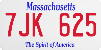 MA license plate 7JK625
