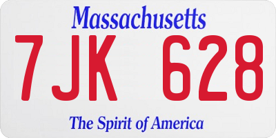 MA license plate 7JK628