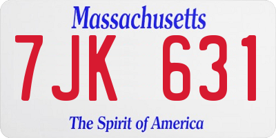 MA license plate 7JK631