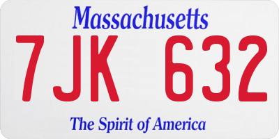 MA license plate 7JK632