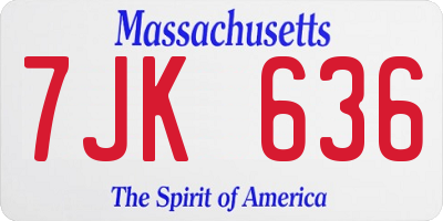MA license plate 7JK636