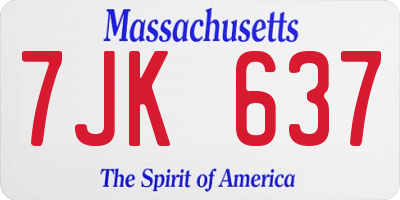 MA license plate 7JK637