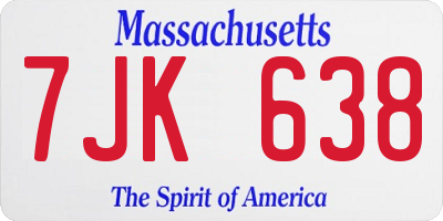 MA license plate 7JK638