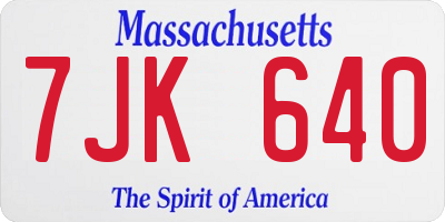 MA license plate 7JK640