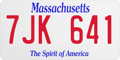 MA license plate 7JK641