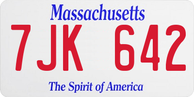 MA license plate 7JK642
