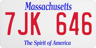 MA license plate 7JK646