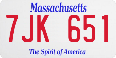 MA license plate 7JK651