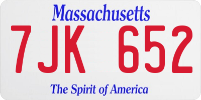 MA license plate 7JK652