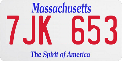 MA license plate 7JK653