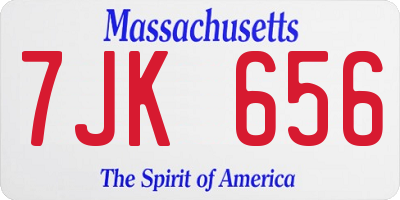 MA license plate 7JK656