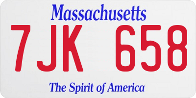 MA license plate 7JK658
