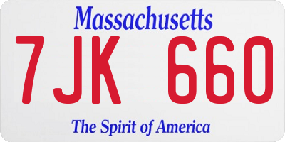 MA license plate 7JK660