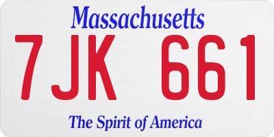 MA license plate 7JK661