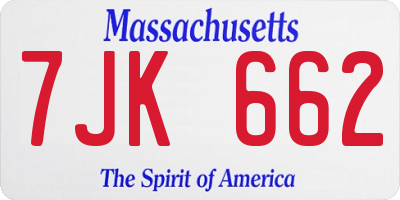 MA license plate 7JK662