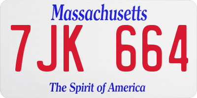 MA license plate 7JK664