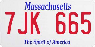MA license plate 7JK665