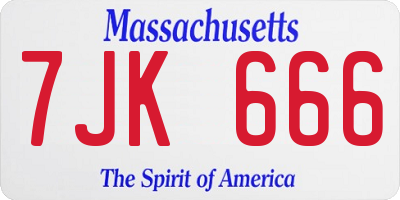 MA license plate 7JK666