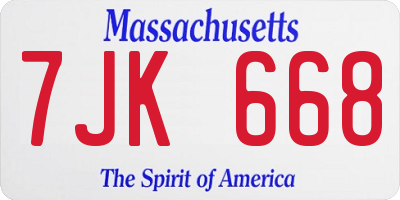 MA license plate 7JK668
