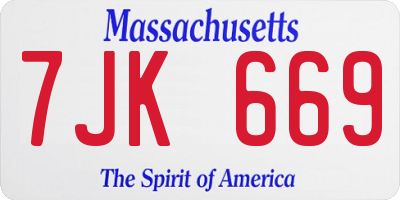 MA license plate 7JK669