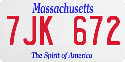 MA license plate 7JK672