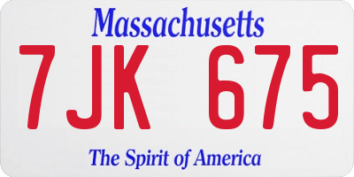 MA license plate 7JK675