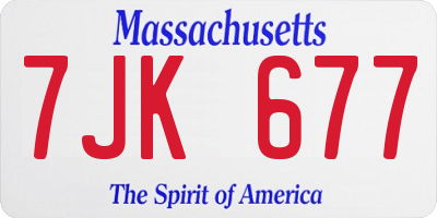 MA license plate 7JK677