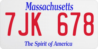 MA license plate 7JK678